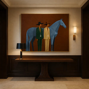 Blue Horse Companions Figurative Wall Art styled interior scene 1 | OILDECO