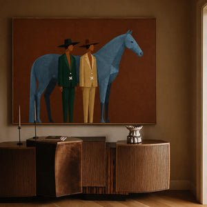 Blue Horse Companions Figurative Wall Art styled interior scene 4 | OILDECO