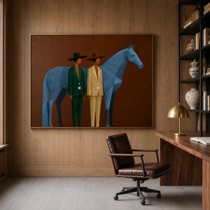 Blue Horse Companions Figurative Wall Art styled interior scene 5 | OILDECO