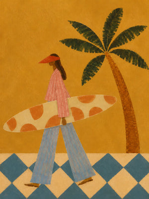 Golden Coast Surfer Figurative Wall Art artwork view | OILDECO