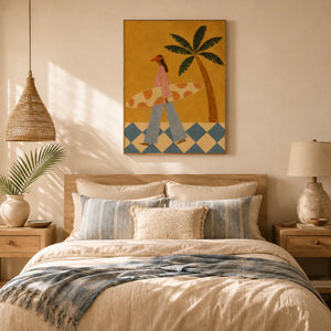 Golden Coast Surfer Figurative Wall Art styled interior scene 4 | OILDECO