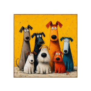 Whimsical Dog Family Wall Art | OILDECO