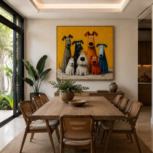 Whimsical Dog Family Wall Art styled interior scene 4 | OILDECO