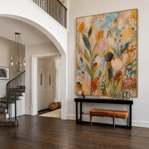 Pastel Wildflower Garden Textured Wall Art styled interior scene 5 | OILDECO