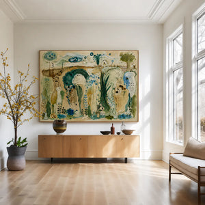 Enchanted Animal Garden Wall Art styled interior scene 1 | OILDECO