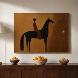Lone Rider Under Western Star Wall Art styled interior scene 2 | OILDECO
