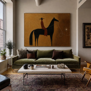 Lone Rider Under Western Star Wall Art styled interior scene 3 | OILDECO