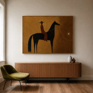 Lone Rider Under Western Star Wall Art styled interior scene 5 | OILDECO