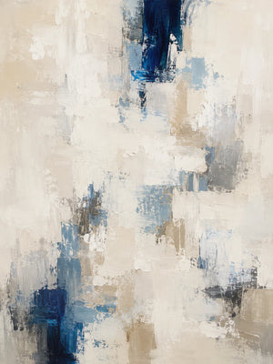 Coastal Blue White Abstract Textured Wall Art artwork view | OILDECO