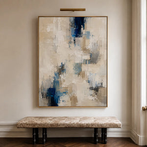 Coastal Blue White Abstract Textured Wall Art styled interior scene 4 | OILDECO