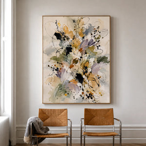 Meadow Bloom Abstract Floral Wall Art styled interior scene 1 | OILDECO