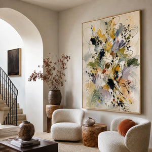 Meadow Bloom Abstract Floral Wall Art styled interior scene 2 | OILDECO