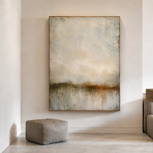 Quiet Horizon Neutral Abstract Wall Art styled interior scene 1 | OILDECO