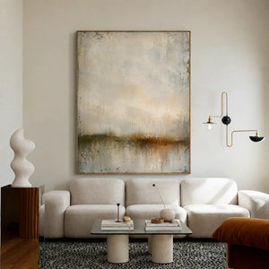 Quiet Horizon Neutral Abstract Wall Art styled interior scene 2 | OILDECO