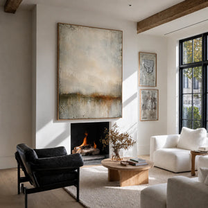 Quiet Horizon Neutral Abstract Wall Art styled interior scene 3 | OILDECO