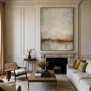 Quiet Horizon Neutral Abstract Wall Art styled interior scene 4 | OILDECO