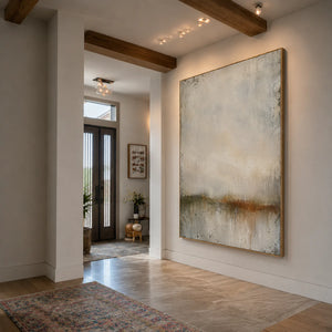 Quiet Horizon Neutral Abstract Wall Art styled interior scene 5 | OILDECO