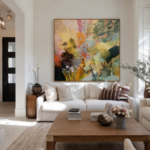 Enchanted Garden Colorful Abstract Wall Art styled interior scene 1 | OILDECO