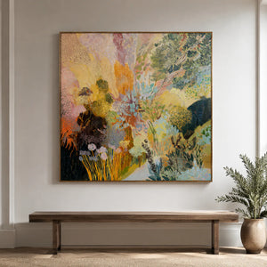 Enchanted Garden Colorful Abstract Wall Art styled interior scene 2 | OILDECO