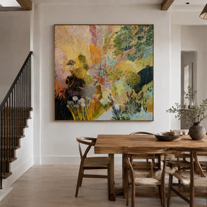 Enchanted Garden Colorful Abstract Wall Art styled interior scene 3 | OILDECO