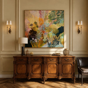 Enchanted Garden Colorful Abstract Wall Art styled interior scene 4 | OILDECO