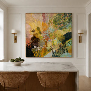 Enchanted Garden Colorful Abstract Wall Art styled interior scene 5 | OILDECO