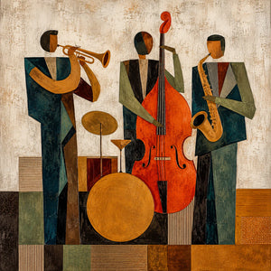 Modern Jazz Trio Cubist Wall Art artwork view | OILDECO