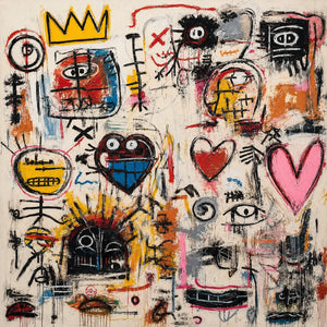 Original artwork view of Crowned Hearts Graffiti Wall Art | Oildeco