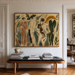 Garden Gathering Figurative Wall Art styled interior scene 1 | OILDECO