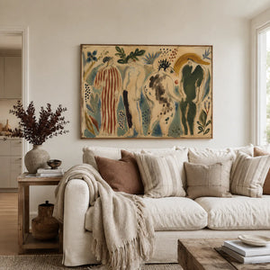 Garden Gathering Figurative Wall Art styled interior scene 4 | OILDECO