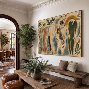 Garden Gathering Figurative Wall Art styled interior scene 5 | OILDECO
