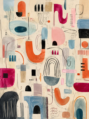 Playful Shapes Colorful Abstract Wall Art artwork view | OILDECO