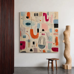 Playful Shapes Colorful Abstract Wall Art styled interior scene 1 | OILDECO