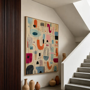 Playful Shapes Colorful Abstract Wall Art styled interior scene 4 | OILDECO