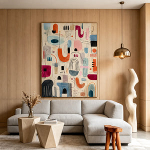 Playful Shapes Colorful Abstract Wall Art styled interior scene 5 | OILDECO
