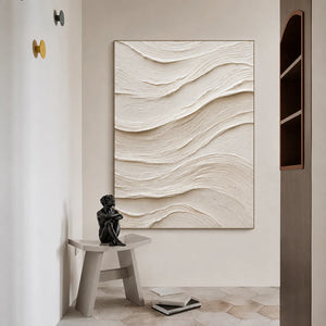 Ivory Flow Textured Relief Wall Art styled interior scene 1 | OILDECO