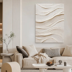 Ivory Flow Textured Relief Wall Art styled interior scene 2 | OILDECO