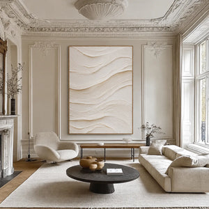 Ivory Flow Textured Relief Wall Art styled interior scene 3 | OILDECO