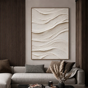 Ivory Flow Textured Relief Wall Art styled interior scene 4 | OILDECO