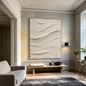 Ivory Flow Textured Relief Wall Art styled interior scene 6 | OILDECO