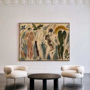 Garden Procession Figurative Wall Art styled interior scene 1 | OILDECO