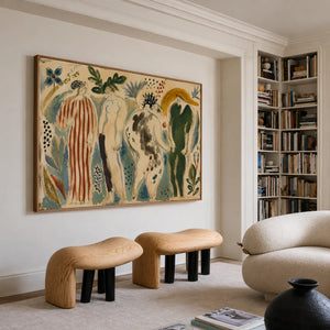 Garden Procession Figurative Wall Art styled interior scene 2 | OILDECO