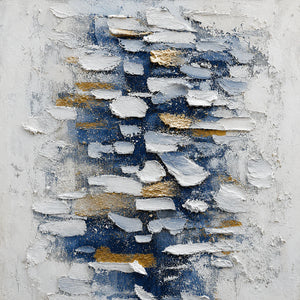 Midnight Blue Layers Textured Wall Art artwork view | OILDECO
