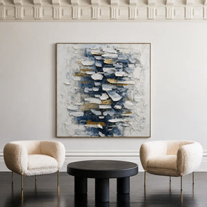 Midnight Blue Layers Textured Wall Art styled interior scene 3 | OILDECO
