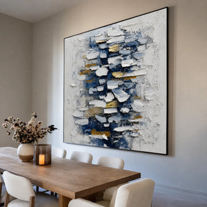 Midnight Blue Layers Textured Wall Art styled interior scene 4 | OILDECO