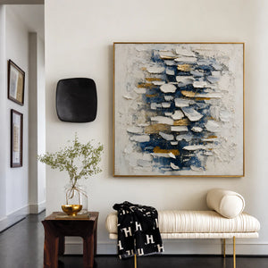 Midnight Blue Layers Textured Wall Art styled interior scene 5 | OILDECO