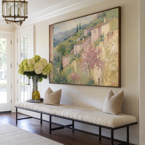 Tuscan Hillside Garden Landscape Wall Art styled interior scene 3 | OILDECO