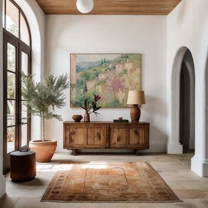 Tuscan Hillside Garden Landscape Wall Art styled interior scene 5 | OILDECO