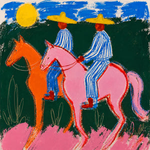 Sunlit Riders Colorful Western Wall Art artwork view | OILDECO