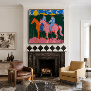 Sunlit Riders Colorful Western Wall Art styled interior scene 1 | OILDECO